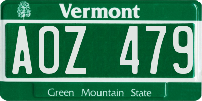 VT license plate AOZ479