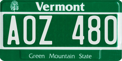 VT license plate AOZ480