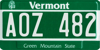 VT license plate AOZ482