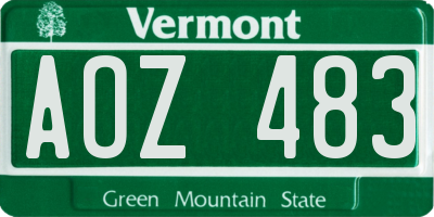 VT license plate AOZ483
