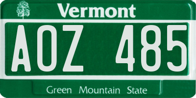 VT license plate AOZ485