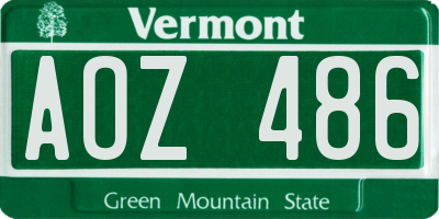 VT license plate AOZ486