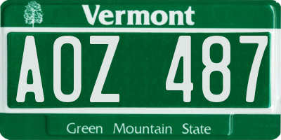VT license plate AOZ487