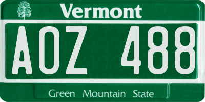 VT license plate AOZ488