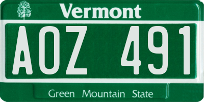 VT license plate AOZ491