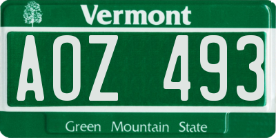VT license plate AOZ493