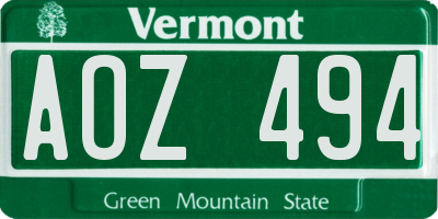VT license plate AOZ494