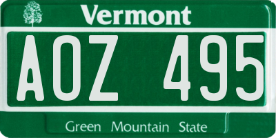 VT license plate AOZ495