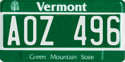 VT license plate AOZ496
