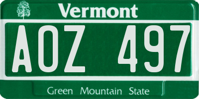 VT license plate AOZ497