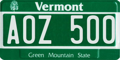 VT license plate AOZ500