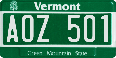 VT license plate AOZ501