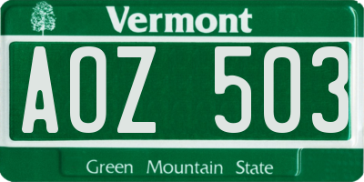 VT license plate AOZ503