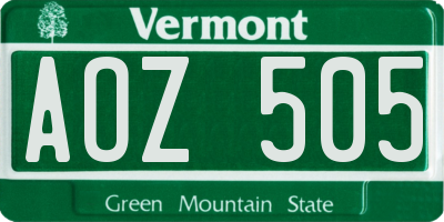 VT license plate AOZ505