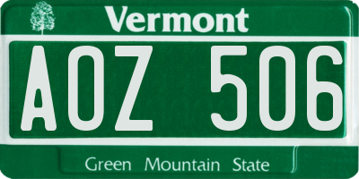 VT license plate AOZ506