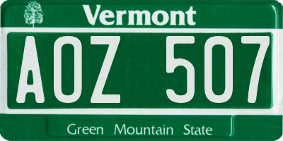 VT license plate AOZ507