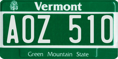 VT license plate AOZ510