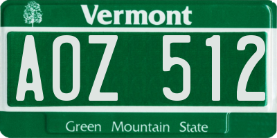 VT license plate AOZ512