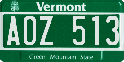 VT license plate AOZ513