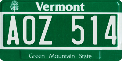 VT license plate AOZ514
