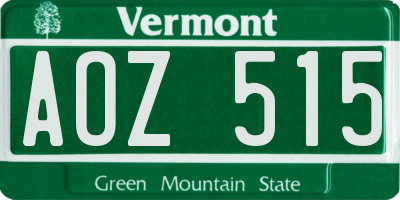 VT license plate AOZ515