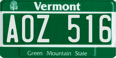 VT license plate AOZ516