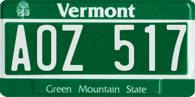 VT license plate AOZ517