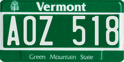 VT license plate AOZ518