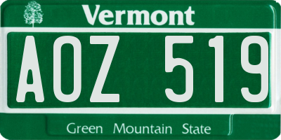 VT license plate AOZ519
