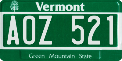 VT license plate AOZ521