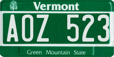 VT license plate AOZ523