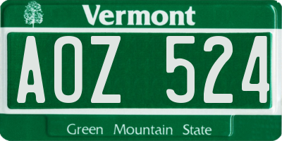 VT license plate AOZ524