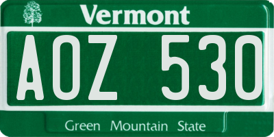 VT license plate AOZ530