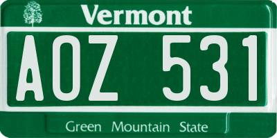 VT license plate AOZ531