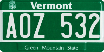 VT license plate AOZ532