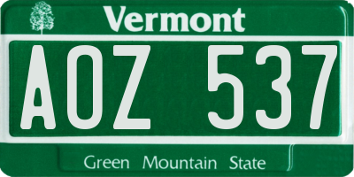 VT license plate AOZ537