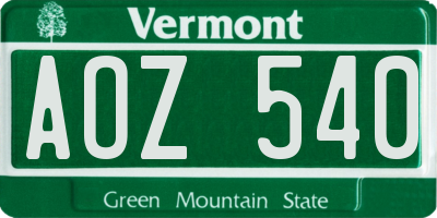 VT license plate AOZ540