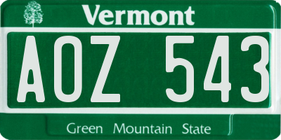 VT license plate AOZ543