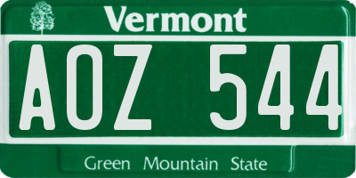 VT license plate AOZ544