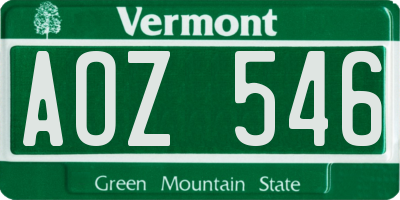 VT license plate AOZ546