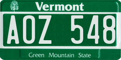 VT license plate AOZ548