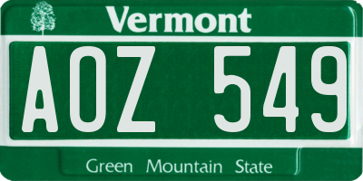 VT license plate AOZ549