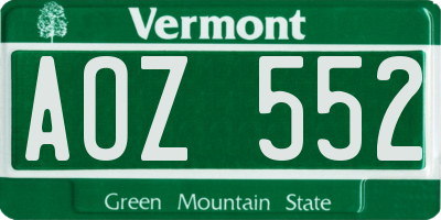 VT license plate AOZ552