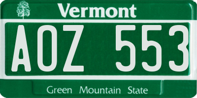 VT license plate AOZ553