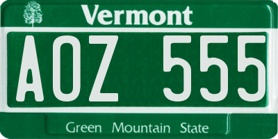 VT license plate AOZ555