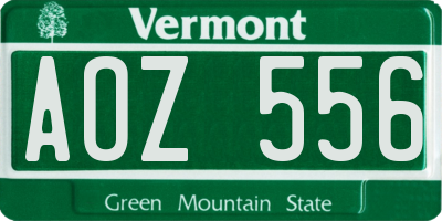 VT license plate AOZ556