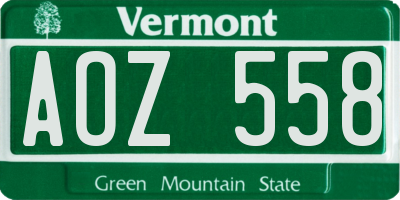VT license plate AOZ558