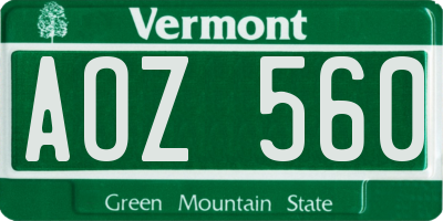 VT license plate AOZ560