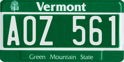 VT license plate AOZ561