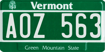VT license plate AOZ563